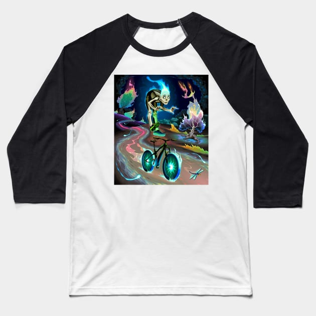 Ghost Bike Baseball T-Shirt by ddraw